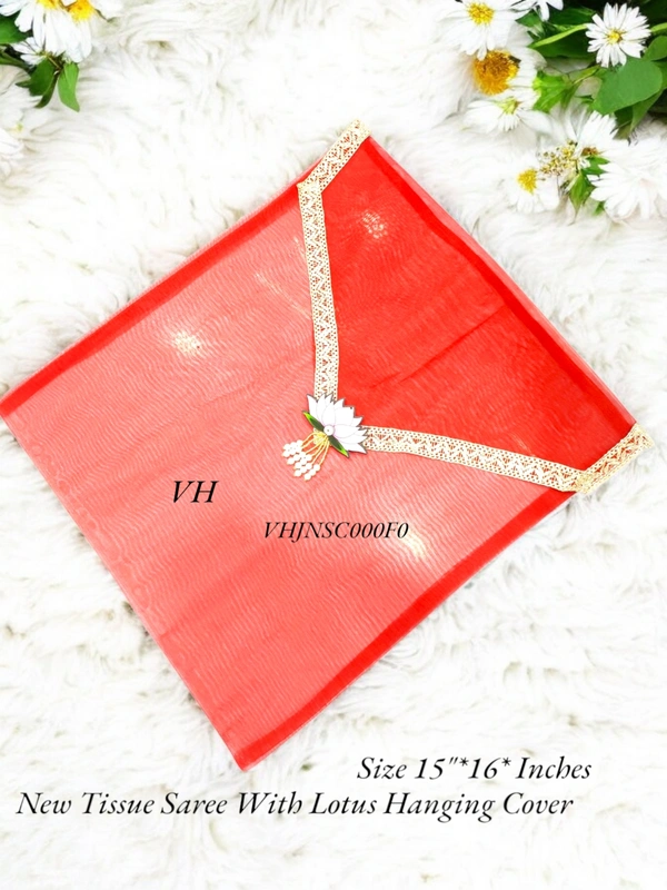 Valley Handicraft Tissue Lotus Saree Cover (1pcs ) - Red, 1