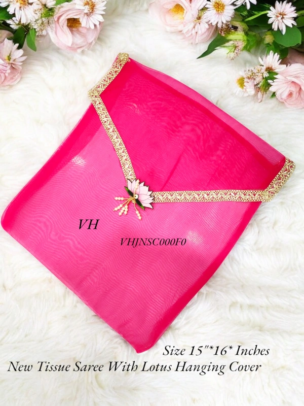 Valley Handicraft Tissue Lotus Saree Cover (1pcs ) - Rani Pink, 1
