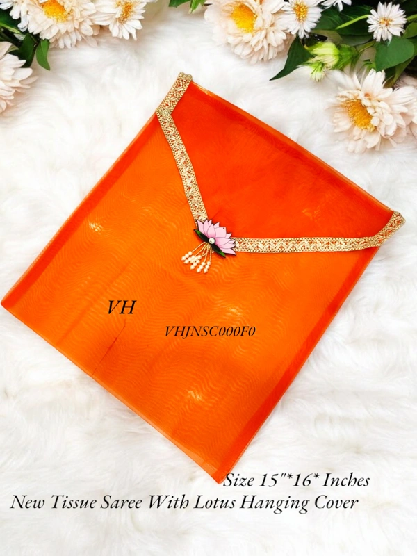 Valley Handicraft Tissue Lotus Saree Cover (1pcs ) - Orange, 1