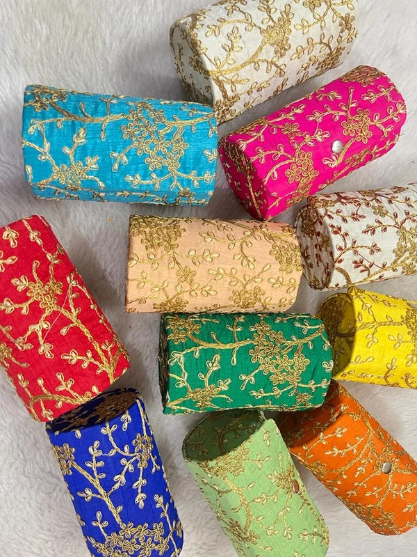Valley Handicrafts  (6 Inch)  Chudi Bangles Box/Embroidery Silk Bangles Organiser for Women | Bangle Box Storage For Women /  Best Gifts Favours Giveaways &  Favours /Shagun  Return Gifts for Haldi  Mehendi Roka Wedding (100pcs ) - Mix Colour, 100