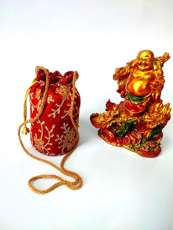 Valley Handicrafts  (7*4 Inch) Embroidery Silk Fabric Designer Base Potli Bags with Beads Handle for Women / Best Gifts Favours Giveaways &  Favours /Shagun Pouch Return Gifts for Haldi  Mehendi Roka Wedding (5pcs ) - Mix Colour, 5