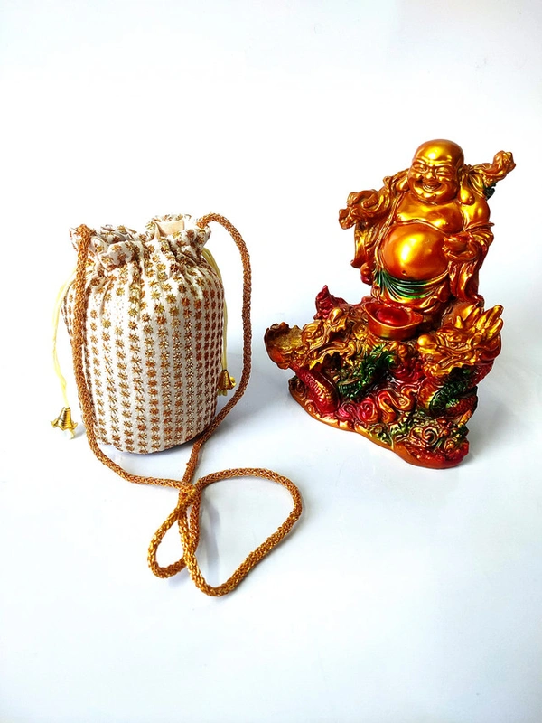 Valley Handicrafts  (7*4 Inch) Small Sequance Embroidery Silk Fabric Designer Base Potli Bags with Beads Handle for Women / Best Gifts Favours Giveaways &  Favours /Shagun Pouch Return Gifts for Haldi  Mehendi Roka Wedding (5pcs ) - Mix Colour, 5