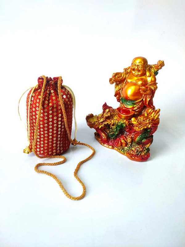 Valley Handicrafts  (7*4 Inch) Small Sequance Embroidery Silk Fabric Designer Base Potli Bags with Beads Handle for Women / Best Gifts Favours Giveaways &  Favours /Shagun Pouch Return Gifts for Haldi  Mehendi Roka Wedding (5pcs ) - Mix Colour, 5