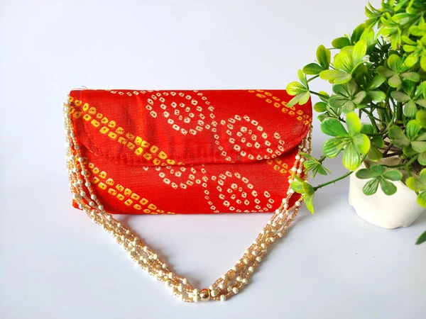 Valley Handicrafts (8*5 inch)  Bandhej File  Clutches with Beads Handle for Giffting Weddding envelopes for Wedding party Wallet Giftting Lifafa /  Best Gifts Favours Giveaways &  Favours /Shagun  Return Gifts for Haldi  Mehendi Roka Wedding (10pcs ) - Mix Colour, 10
