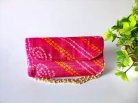Valley Handicrafts (8*5 inch)  Bandhej File  Clutches with Beads Handle for Giffting Weddding envelopes for Wedding party Wallet Giftting Lifafa /  Best Gifts Favours Giveaways &  Favours /Shagun  Return Gifts for Haldi  Mehendi Roka Wedding (10pcs ) - Mix Colour, 10