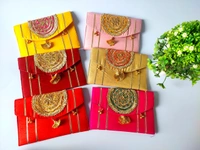 Valley Handicrafts (8*5 inch) Gota Patch Work Silk Fabric Clutches for Giffting Weddding envelopes for Wedding party Wallet Giftting Lifafa /  Best Gifts Favours Giveaways &  Favours /Shagun  Return Gifts for Haldi  Mehendi Roka Wedding (5pcs ) - Mix Colour, 5