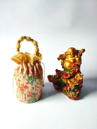 Valley Handicrafts  (9*5 Inch)  Kite Digital Prints with Golden Threads Work Silk Fabric Designer Base Potli Bags with Golden Ball Handle for Women / Best Gifts Favours Giveaways &  Favours /Shagun Pouch Return Gifts for Haldi  Mehendi Roka Wedding (10pcs ) - Mix Colour, 10