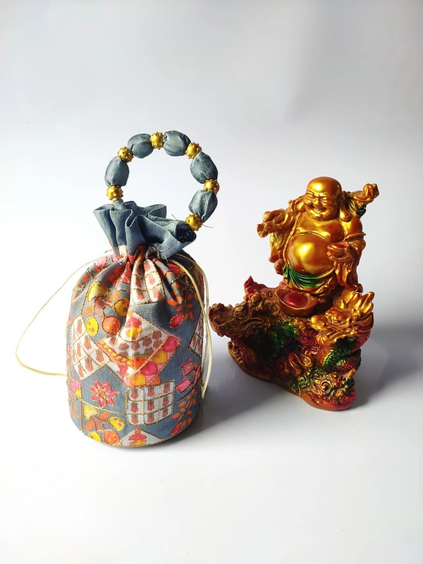 Valley Handicrafts  (9*5 Inch)  Kite Digital Prints with Golden Threads Work Silk Fabric Designer Base Potli Bags with Golden Ball Handle for Women / Best Gifts Favours Giveaways &  Favours /Shagun Pouch Return Gifts for Haldi  Mehendi Roka Wedding (10pcs ) - Mix Colour, 10