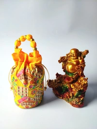 Valley Handicrafts  (9*5 Inch)  Kite Digital Prints with Golden Threads Work Silk Fabric Designer Base Potli Bags with Golden Ball Handle for Women / Best Gifts Favours Giveaways &  Favours /Shagun Pouch Return Gifts for Haldi  Mehendi Roka Wedding (10pcs ) - Mix Colour, 10
