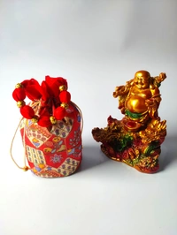 Valley Handicrafts  (9*5 Inch)  Kite Digital Prints with Golden Threads Work Silk Fabric Designer Base Potli Bags with Golden Ball Handle for Women / Best Gifts Favours Giveaways &  Favours /Shagun Pouch Return Gifts for Haldi  Mehendi Roka Wedding (10pcs ) - Mix Colour, 10