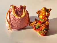 Valley Handicrafts  (9*9 Inch) Chikankari Sequance Embroidery Fabric Designer  Matka Potli Bags with Beads Handle for Women / Best Gifts Favour (5pcs ) - Mix Colour, 5