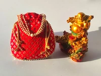 Valley Handicrafts  (9*9 Inch) Chikankari Sequance Embroidery Fabric Designer  Matka Potli Bags with Beads Handle for Women / Best Gifts Favour (5pcs ) - Mix Colour, 5