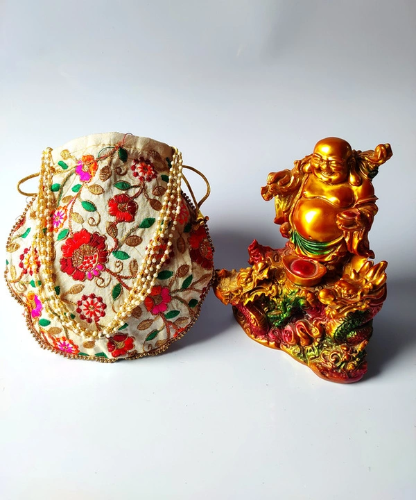 Valley Handicrafts  (9*9 Inch) Multi Colour Flowers Embroidery Silk Fabric Designer  Matka Potli Bags with Beads Handle for Women / Best Gifts Favour (20pcs ) - Mix Colour, 20