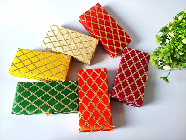 Valley Handicrafts  Checks Gota Design Jaipuri Cash Boxes Shagun Box , Gift Box, Gaddi Box,Jewellery Box,Money Box envelop Wedding Gift Assorted Colours /  Best Gifts Favours Giveaways &  Favours /Shagun  Return Gifts for Haldi  Mehendi Roka Wedding (100pcs ) - Mix Colour, 100