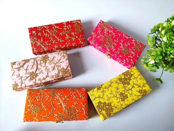 Valley Handicrafts  Embroidered Cash Boxes Shagun Box , Gift Box, Gaddi Box,Jewellery Box,Money Box envelop Wedding Gift Assorted Colours /  Best Gifts Favours Giveaways &  Favours /Shagun  Return Gifts for Haldi  Mehendi Roka Wedding (100pcs ) - Mix Colour, 100