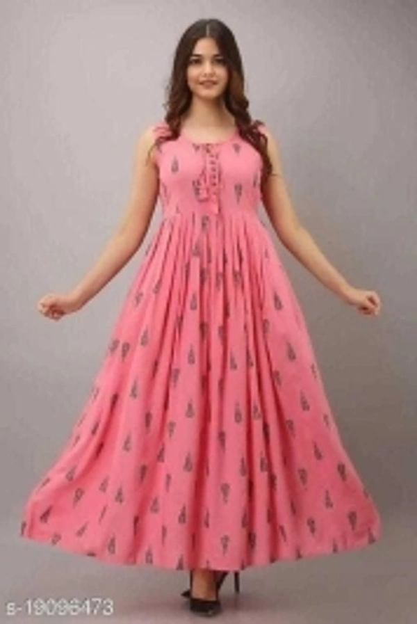 KGN Women Printed Anarkali Kurta - S, pink