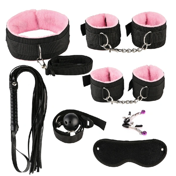 SM bondage restraint nylon 7 Pcs Bed Bondage Kit BDSM Fetish toy