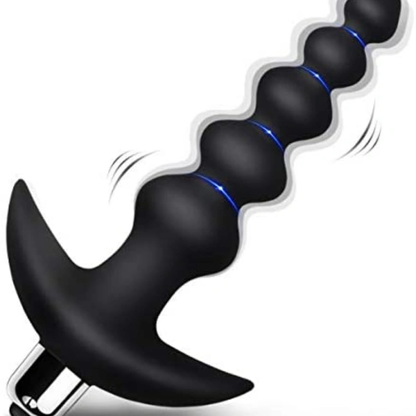  Beads Butt Plug - Flexible Silicone 16 Vibration Modes Graduated Design 