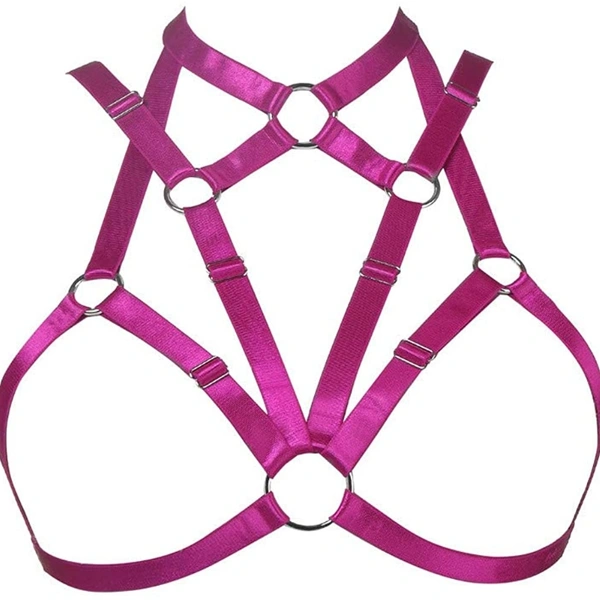  Women Harness Elastic Band Lingerie Cupless Cage Bra Punk Goth Hollow