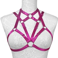  Women Harness Elastic Band Lingerie Cupless Cage Bra Punk Goth Hollow