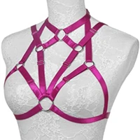  Women Harness Elastic Band Lingerie Cupless Cage Bra Punk Goth Hollow