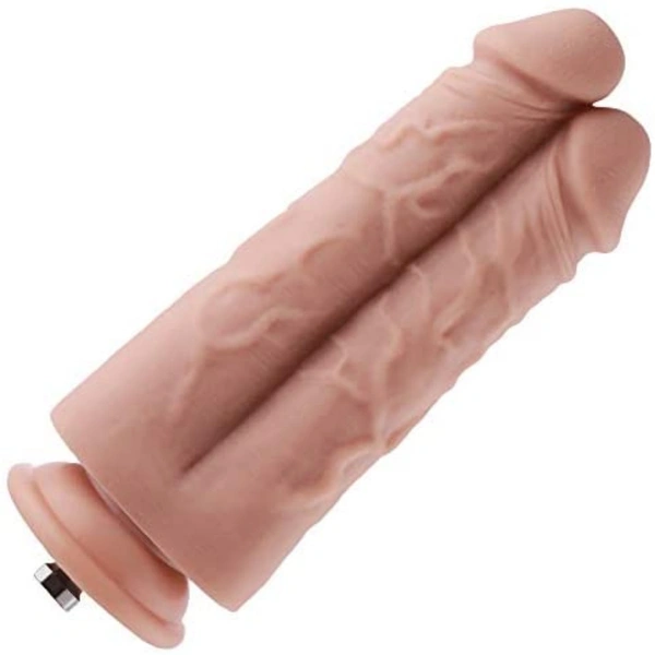 Hismith 8.1" Two Cocks One Hole Silicone Dildo forPremium Sex Machine with KlicLok