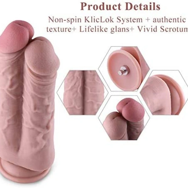 Hismith 8.1" Two Cocks One Hole Silicone Dildo forPremium Sex Machine with KlicLok