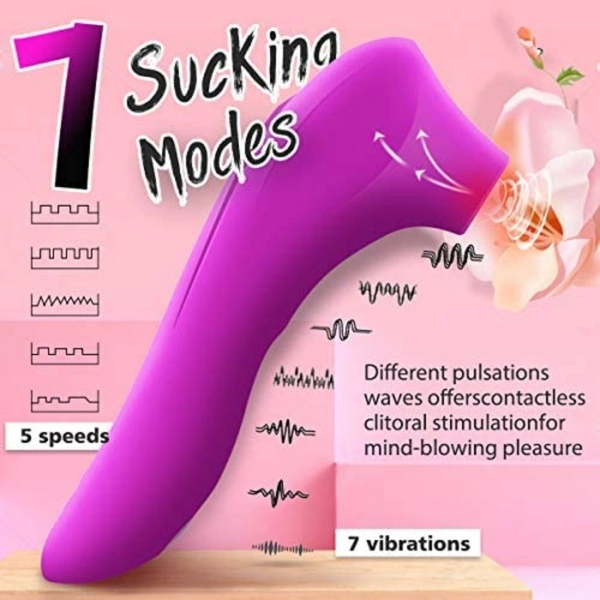  Sucking Vibrator, Nipple Suckers with 7 Suction & 5 Frequencies, Waterproof