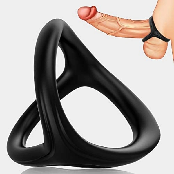 Silicone Penis Ring, Adorime 3 in 1 Ultra Soft Cock Ring for Erection Enhancing Sex Toy for Men Cou