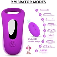  Cock Ring, Remote Control 9-Speed Penis Ring Vibrator Medical Silicone Waterproof