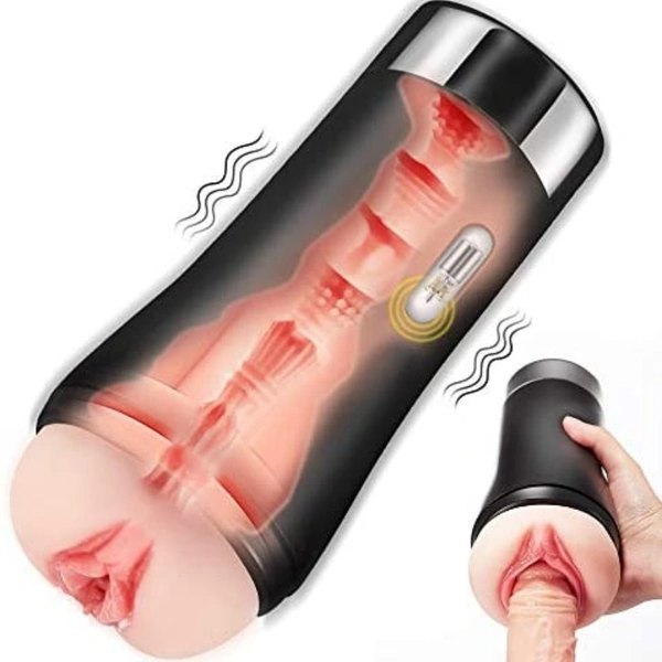 Male Masturbator Cup with 10 Stimulation Vibration Modes, 3D Realistic Textured Vagina and Clitoris Detachable Pocket Pussy, 