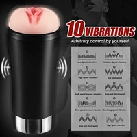 Male Masturbator Cup with 10 Stimulation Vibration Modes, 3D Realistic Textured Vagina and Clitoris Detachable Pocket Pussy, 