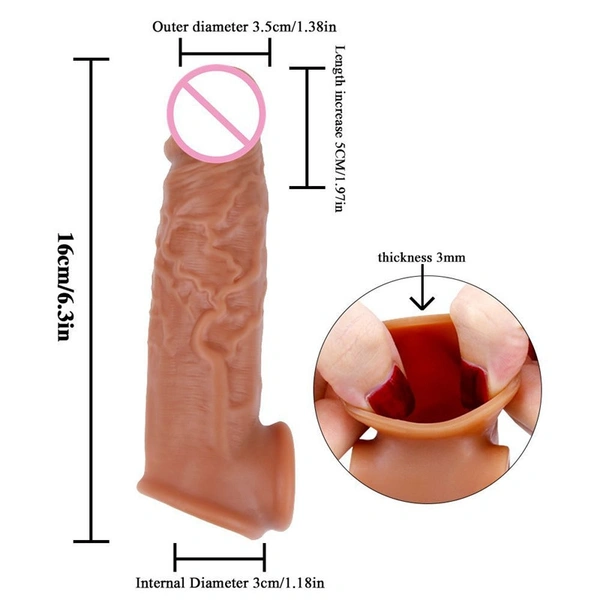 Realistic Soft Liquid Silicone Penis Extender Condom for Penis Enlargement Cock Sleeve