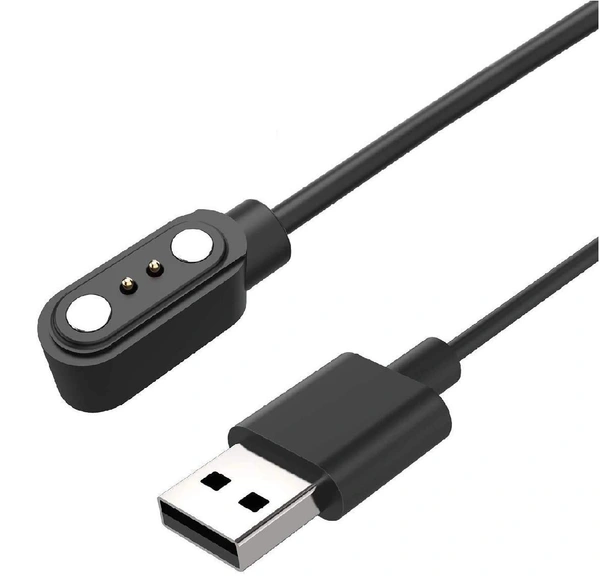 2 Pin Magnetic Smart Watch Charging Cable (W26/W26+) - Black, Free Size