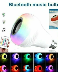 Musical Speaker Bulb With Remote (7 Light Shades With Changing Mode) - White, Free Size