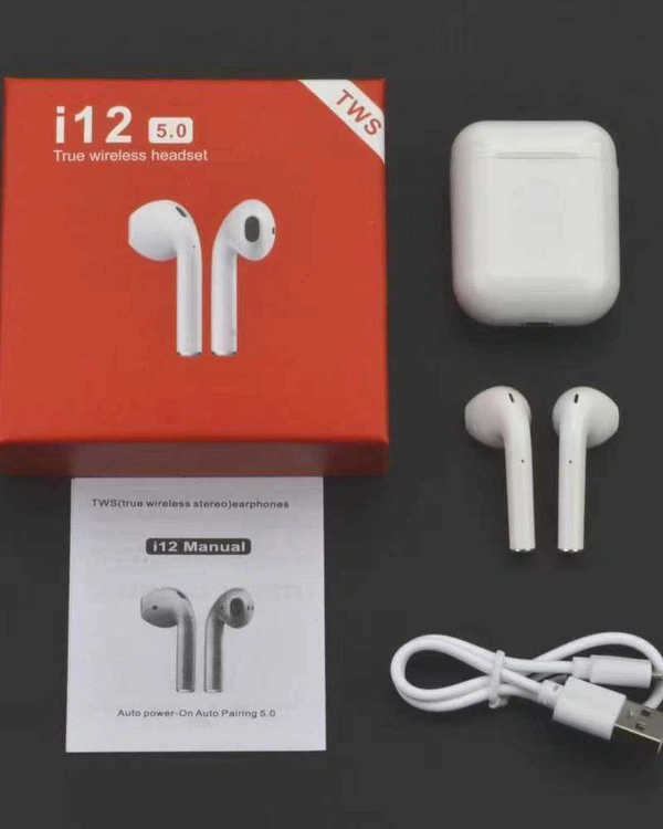 i12 TWS Airpods - White, Free Size