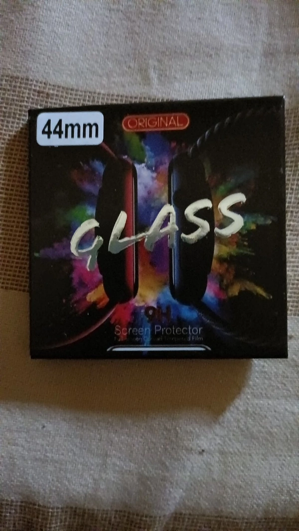 Tempered Glass For Smart Watch (44mm) - Transpirint Black, Free Size