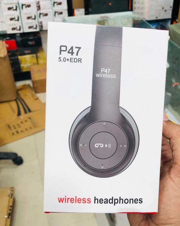 P47 Wireless Headphone (China Pack) - Grey, Free Size