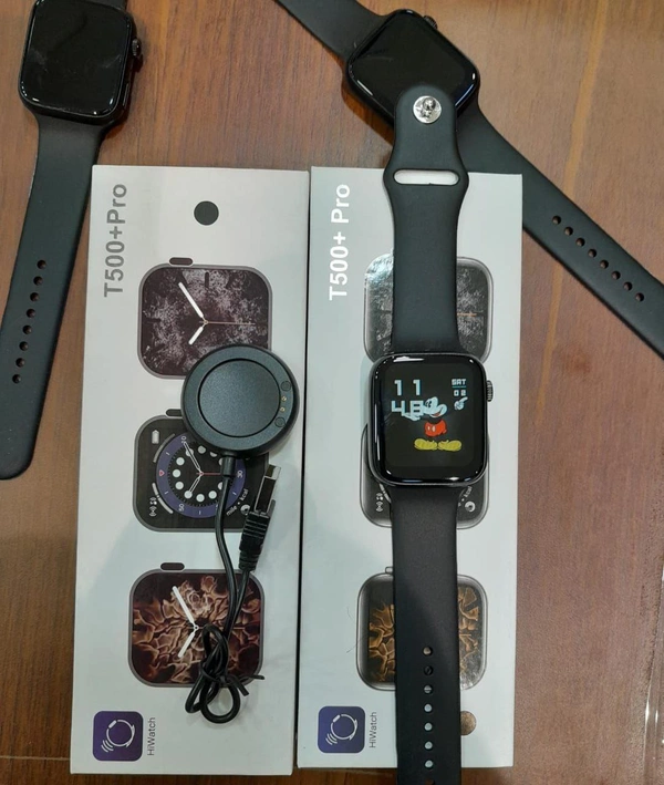 T500+ Pro Smart Watch - Black, Free Size