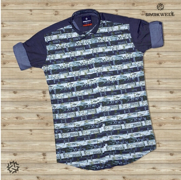 100% Cotton Shirts - Dark Blue, M