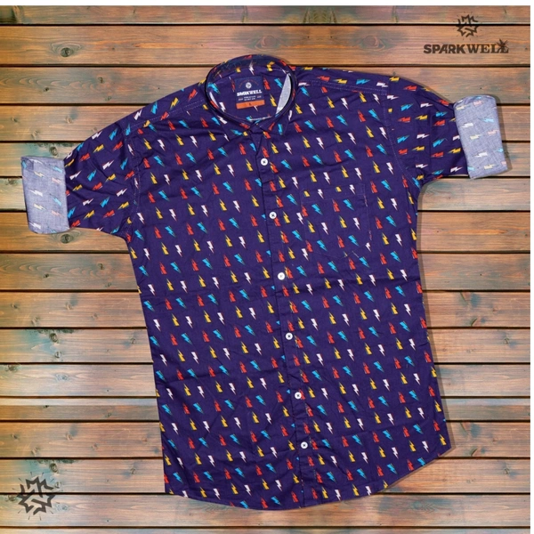 100% Cotton Shirts - Purple, L