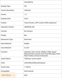 T500+ Pro Smart Watch - Black, Free Size