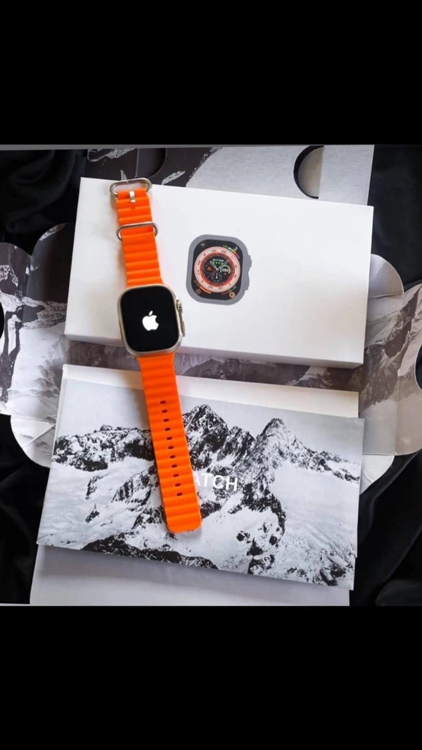 Watch 8 Ultra With Logo Smart Watch (Grey Strap) - Black, Free Size
