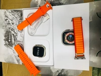 Watch 8 Ultra With Logo Smart Watch (Grey Strap) - Web Orange, Free Size