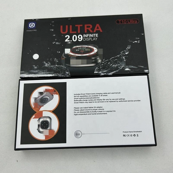 T10 Big Display Smart Watch - Free Size, Silver