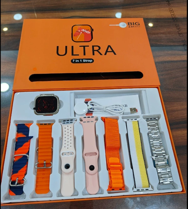 Ultra 7 In 1 Combo Set Smart Watch - Gray, Free Size