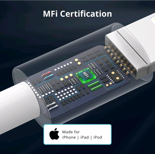 Type C To Lightning iPhone Charging Cable (1m - Pack Of 2) - Free Size, White