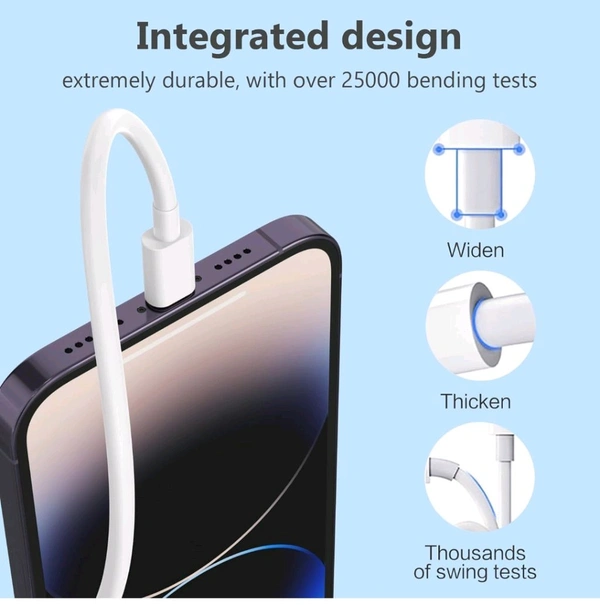 Type C To Lightning iPhone Charging Cable (1m - Pack Of 2) - Free Size, White