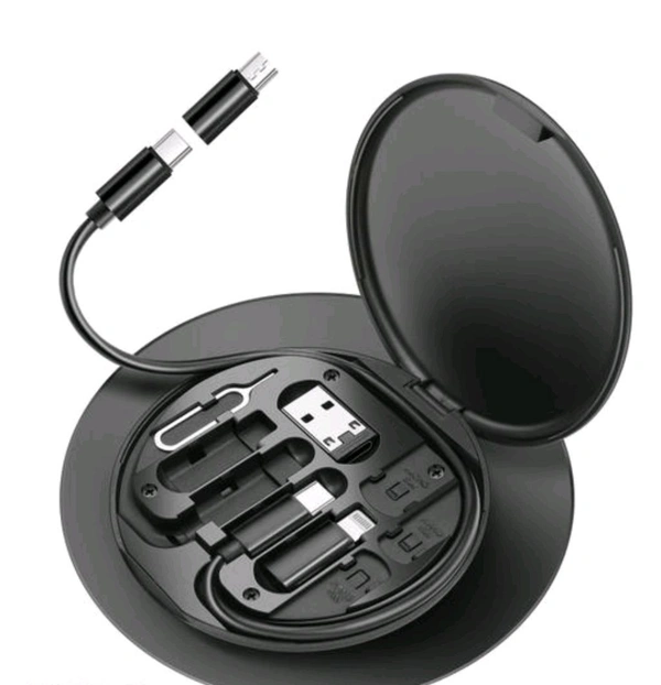 Multiple Adjustable Charging Cable Set - Black, Free Size