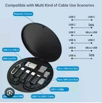Multiple Adjustable Charging Cable Set - Black, Free Size